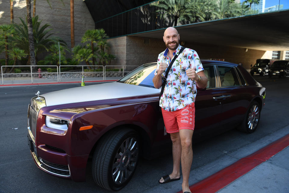 Tyson Fury Arrives In A Rolls-Royce Phantom Ahead Of His Weigh-In At MGM Grand