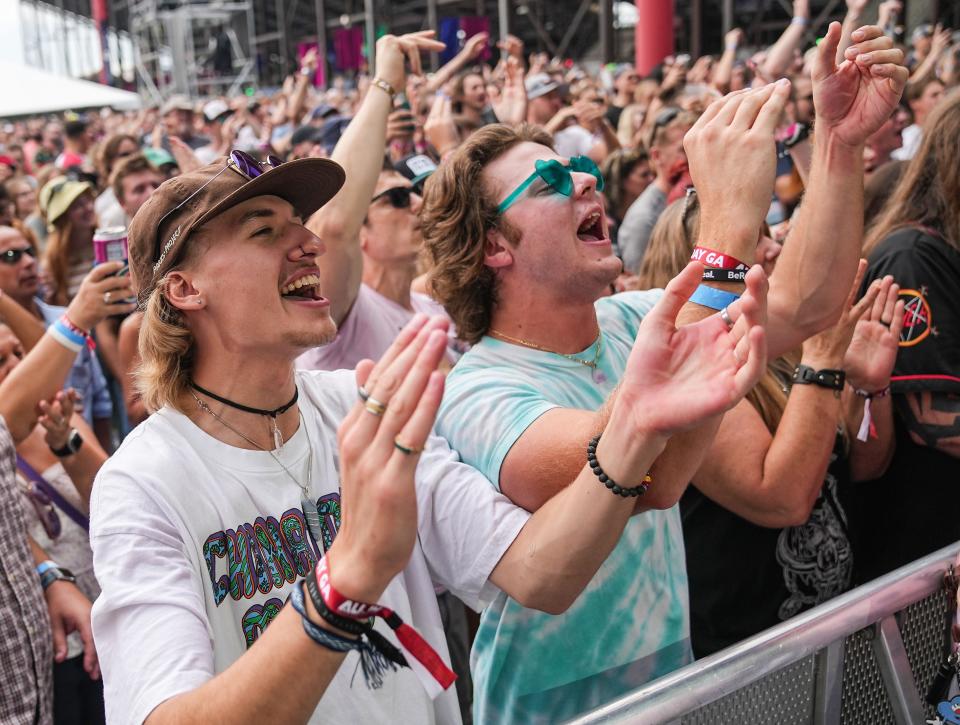Fans watch Portugal. The Man perform during the ALL IN Music and Arts Festival on Saturday, Sept. 3, 2022, at the Indiana State Fairgrounds l in Indianapolis. 