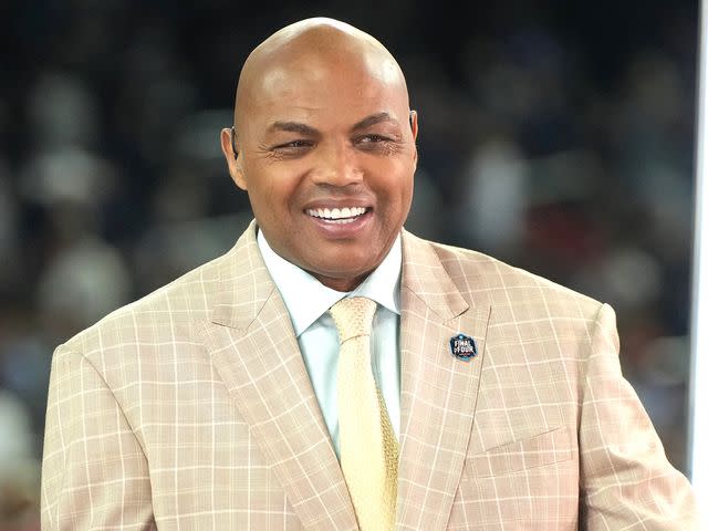 <p>Mitchell Layton/Getty</p> Charles Barkley on air before the NCAA Men's Basketball Tournament Final Four championship game between the Connecticut Huskies and the San Diego State Aztecs on April 03, 2023 in Houston, Texas