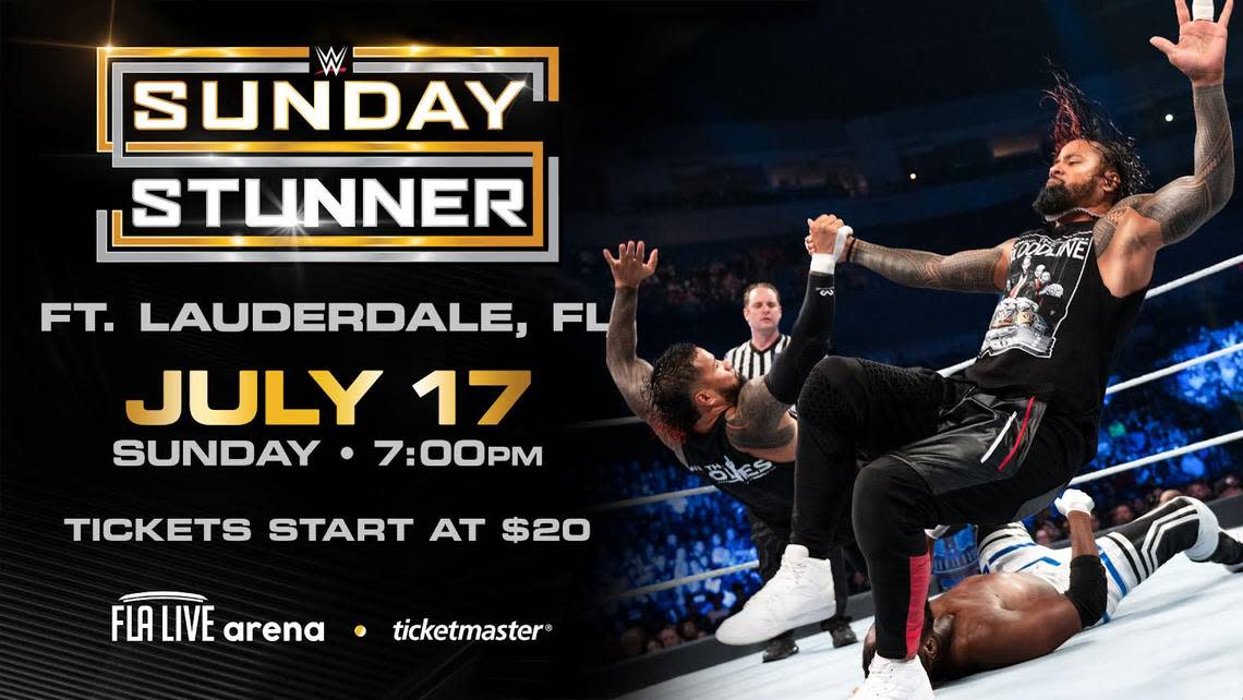 WWE Sunday Stunner (SmackDown style) on Sunday, July 17 at the FLA Live Arena, home of the NHL Florida Panthers in Sunrise/Fort Lauderdale.