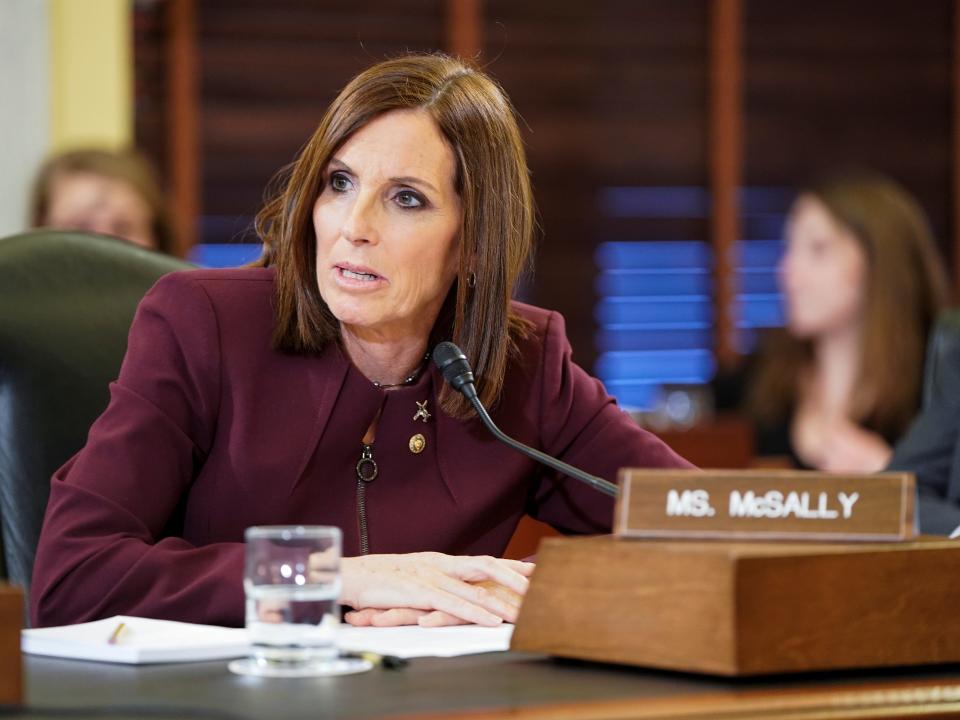 Senator Martha McSally speaks at a Senate committee meeting