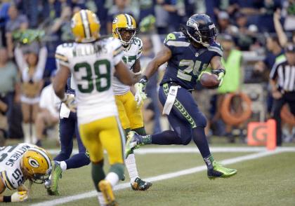 Marshawn Lynch opened the season with a 110 yard effort against the Packers. (AP) 