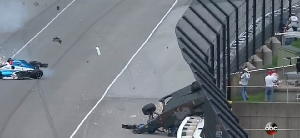 How Dixon’s car landed on the wall.