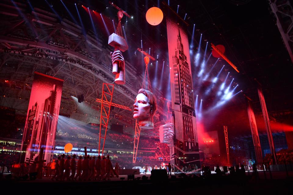 Actors perform during the opening ceremony of the 2014 Winter Olympics in Sochi, Russia, Friday, Feb. 7, 2014. (AP Photo/Jung Yeon-je, Pool)