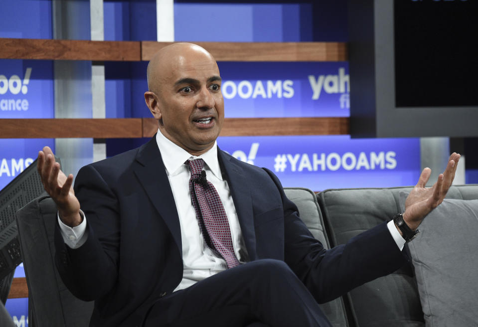 Le président de la Réserve fédérale de Minneapolis, Neel Kashkari, participe au Yahoo Finance All Markets Summit à Union West, le jeudi 10 octobre 2019, à New York. (Photo par Evan Agostini/Invision/AP)