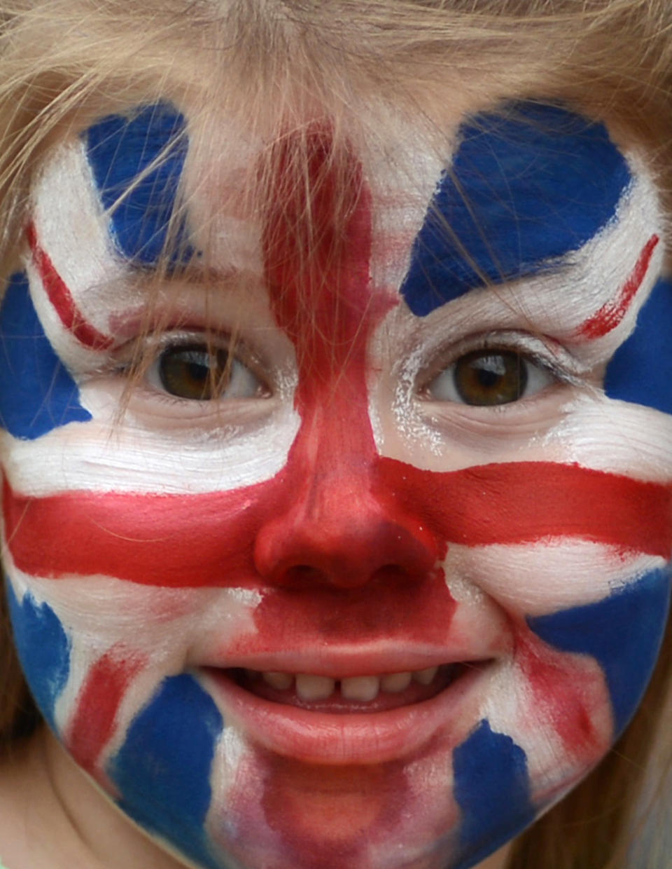 A little Great Britain supporter in anticipation of the Opening Ceremony for the London 2012 Olympic Games at Olympic Stadium on July 27, 2012 in London, England. (Getty Images)