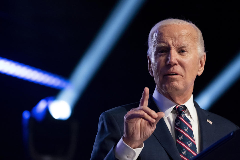 President Joe Biden speaks at a campaign event at Montgomery County Community College in Blue Bell, Pa., Friday, Jan. 5, 2024. (AP Photo/Stephanie Scarbrough)