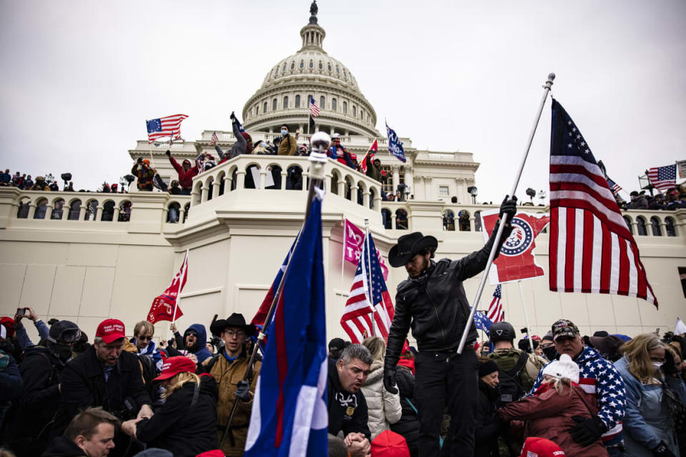 Trump supporters storming the US Capitol building on January 6, 2021