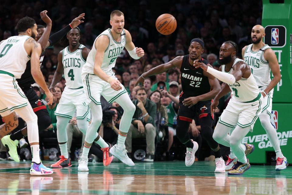 Will the Boston Celtics sweep the Miami Heat? NBA picks, predictions and odds weigh in on the first-round playoff series.