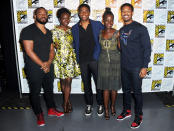 <p>Director Ryan Coogler, actors Danai Gurira, Chadwick Boseman, Lupita Nyong'o, and Michael B. Jordan on July 23. <i>(Photo: Albert L. Ortega/Getty Images)</i></p>