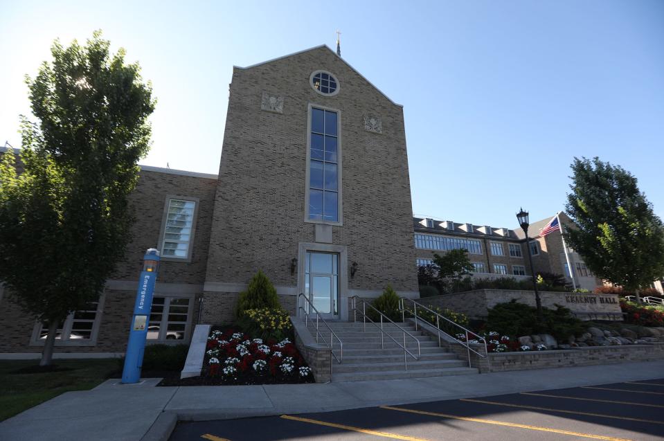 St. John Fisher University went into a brief lockdown June 18th after AI software in the school's surveillance system mistook prop guns being used in a theater rehearsal as real guns. A view of Kearney Hall, the school's original building.
