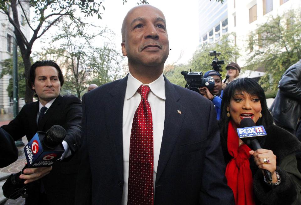 Former New Orleans Mayor Ray Nagin arrives at the Hale Boggs Federal Building in New Orleans, Monday, Jan. 27, 2014. Jury selection begins Monday in the trial of Nagin, who faces charges that he accepted bribes and free trips among other things from contractors in exchange for helping them secure millions of dollars in city work. (AP Photo/Jonathan Bachman)