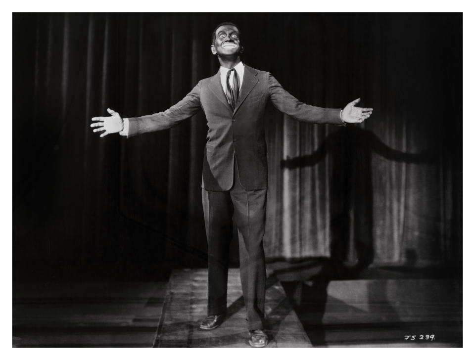 Publicity still of white American actor Al Jolson in blackface from the film ‘The Jazz Singer’ (Warner Bros), 1927. (Photo: John D. Kisch/Separate Cinema Archive/Getty Images)