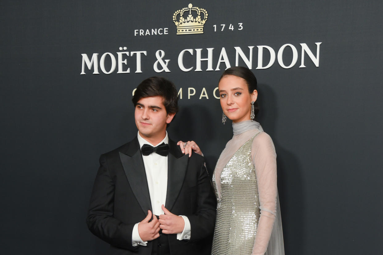 MADRID, SPAIN - DECEMBER 02: Victoria Federica de Marichalar  y Borbón and Jorge Barcenas attend Moet & Chandon 'Effervescenc' party photocall at the royal Theater on December 02, 2021 in Madrid, Spain. (Photo by Beatriz Velasco/Getty Images)