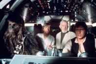 <a href="http://movies.yahoo.com/movie/star-wars/" data-ylk="slk:STAR WARS;elm:context_link;itc:0;sec:content-canvas" class="link ">STAR WARS</a> (1977) <br>Directed by: <span>George Lucas</span> <br>Starring: <span>Mark Hamill</span>, <span>Harrison Ford</span> and <span>Carrie Fisher</span>