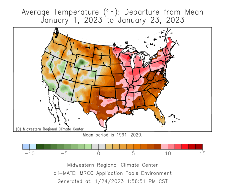 Temperatures ae well above normal for January in the Midwest, according to government forecasters.