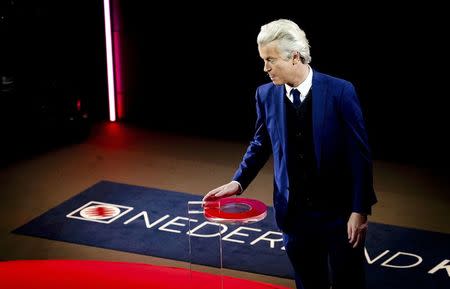 Dutch far-right politician Geert Wilders of the PVV party attends a debate in The Hague, Netherlands, March 14, 2017. REUTERS/Remko De Waal/Pool