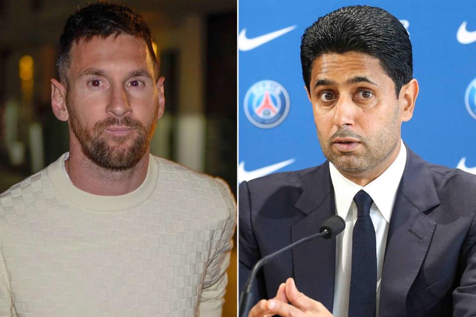 <p>305 pics/GC Images, Sipa via AP </p> From left: Lionel Messi and Nasser al-Khelaifi 