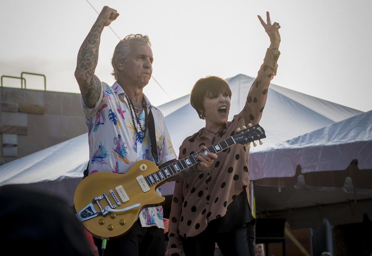 Pat Benatar and long-time partner Neil Giraldo perform for a crowd of thousands at the annual Red, White and Blue Ash celebration, Wednesday, July 4, 2018.