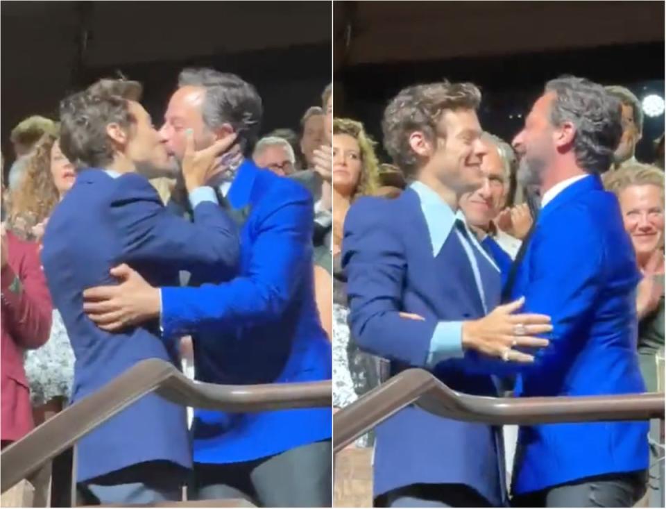 Harry Styles kissed Nick Kroll during the standing ovation for ‘Don’t Worry Darling’ (Ramin Setoodeh/Twitter)