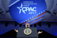 <p>President Donald Trump speaks at the Conservative Political Action Conference (CPAC), Friday, Feb. 24, 2017, in Oxon Hill, Md. (Photo: Olivier Douliery/Pool/Getty Images) </p>