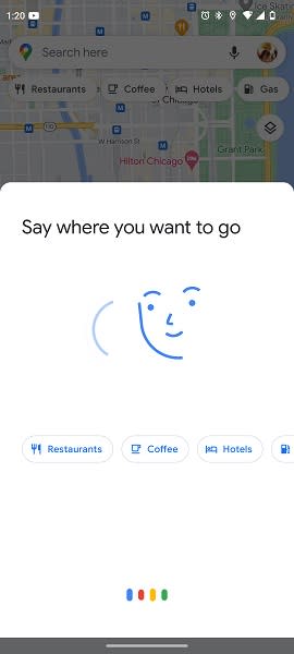 Google Assistant ready to listen on Maps.