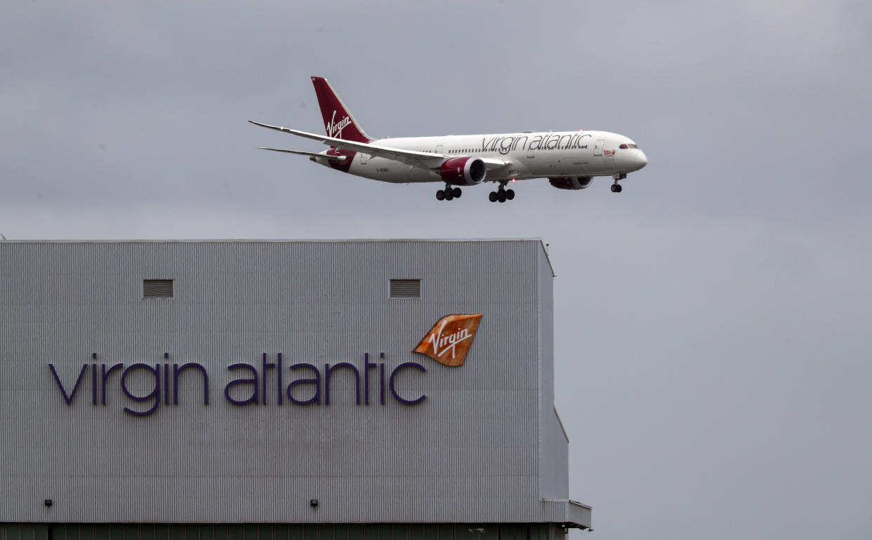 A Virgin Atlantic plane coming in to land at Heathrow Airport. Photo:Steve Parsons/PA Images via Getty Images