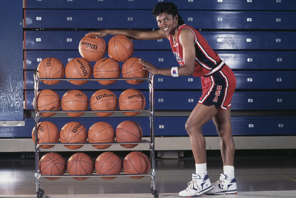 Lynette Woodard was a part of the United States women's basketball team that won gold in 1984. (Tony Duffy/Allsport/Getty Images)