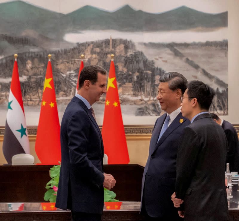Chinese President Xi Jinping meets with Syria's President Bashar al-Assad in eastern Hangzhou city