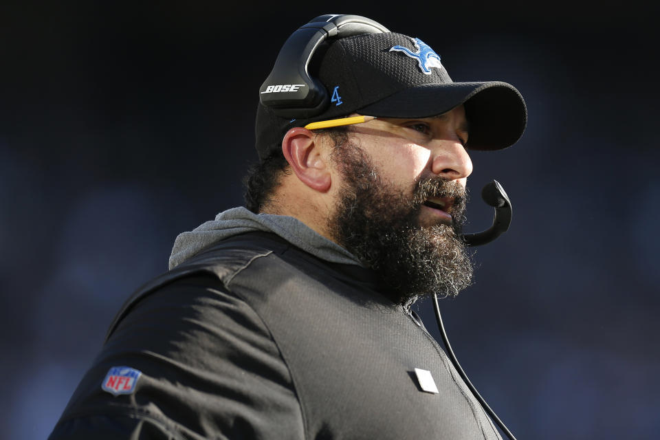 Detroit Lions head coach Matt Patricia watches from the sideline during the second half of an NFL football game against the Oakland Raiders in Oakland, Calif., Sunday, Nov. 3, 2019. (AP Photo/D. Ross Cameron)