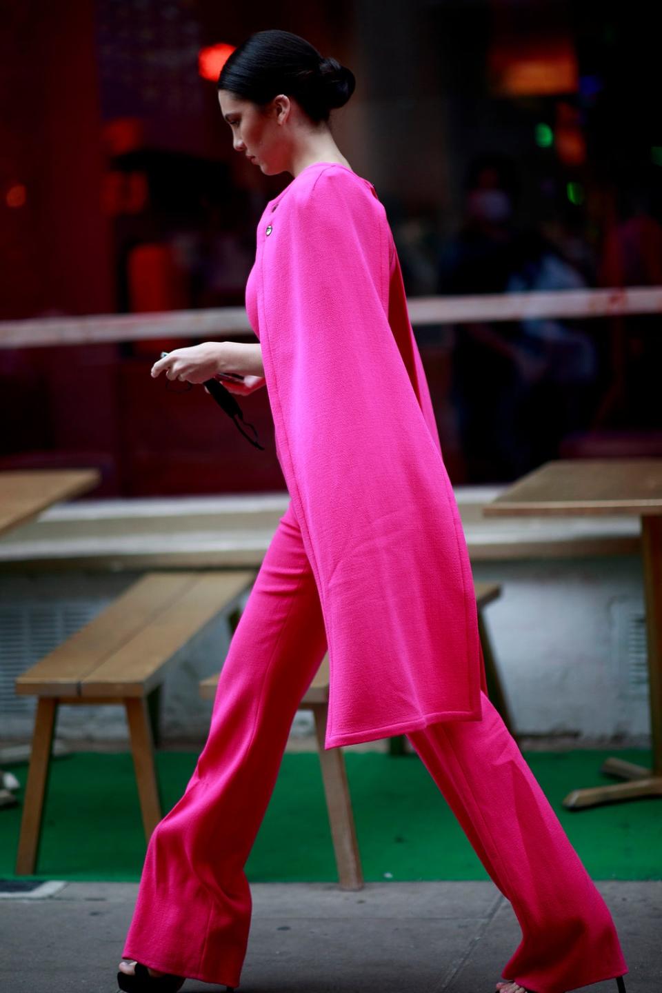 Neon dressing was a street style favourite (Valentina Valdinoci for Imaxtree)