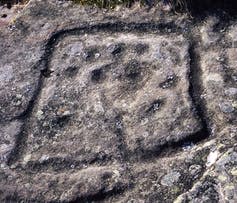 <span class="caption">Square shaped rock art from north Northumberland.</span> <span class="attribution"><span class="license">Author provided</span></span>