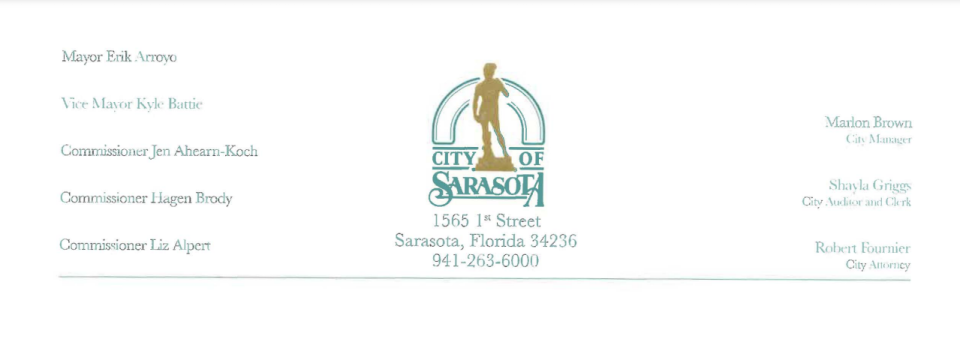 The city of Sarasota's letterhead.