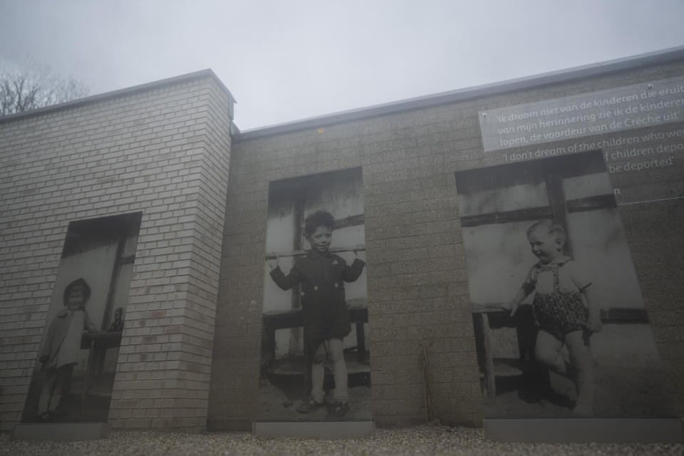The portraits of Henriette (Jettie) Bolle, Jacob Vischjager and Abraham (Appie) Prins, from left, murdered by Nazis in World War II, are seen during a press preview of the new National Holocaust Museum in Amsterdam, Netherlands, Tuesday, March 5, 2024. (AP Photo/Peter Dejong)
