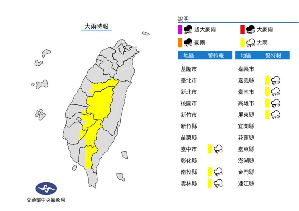 7縣市大雨特報。