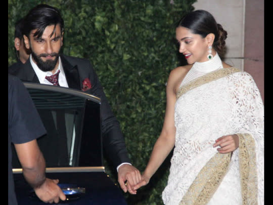 Deepika Padukone and Ranveer Singh spotted at a party holding hands