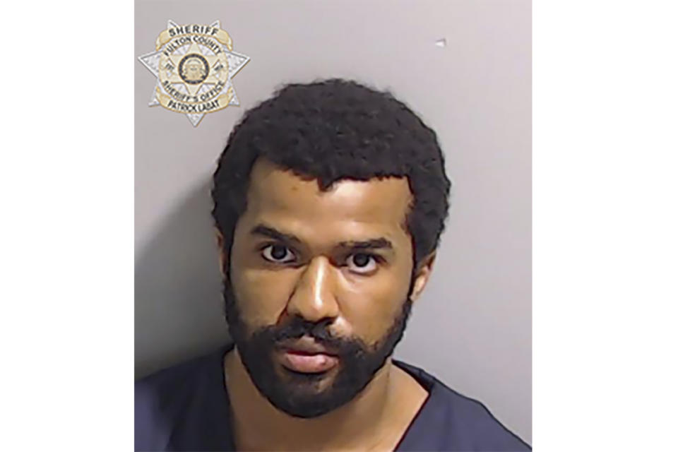 This booking photo provided by Fulton County Sheriff’s Office shows Deion Patterson following his arrest in connection with a mass shooting in Atlanta, Wednesday, May 3, 2023, that left one woman dead and four others wounded. Patterson has been charged with one count of murder and four counts of aggravated assault, Fulton County Jail records show. (Fulton County Sheriff’s Office via AP)