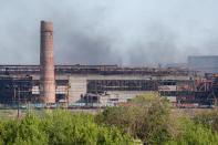 A view shows Azovstal steel mill in Mariupol