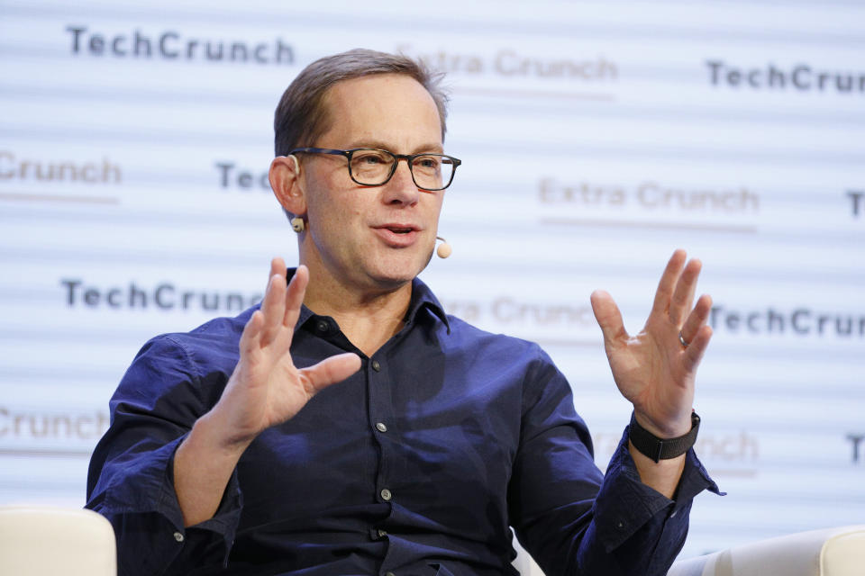 SAN FRANCISCO, CALIFORNIA - OCTOBER 04: Chime Founder & CEO Chris Britt speaks onstage during TechCrunch Disrupt San Francisco 2019 at Moscone Convention Center on October 04, 2019 in San Francisco, California. (Photo by Kimberly White/Getty Images for TechCrunch)