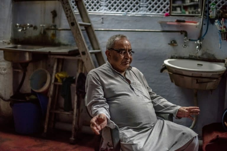 Indian Partition survivor Saleem Hasan Siddiqui, 76, speaks during an interview with AFP at the home where he has lived since Partition in New Delhi