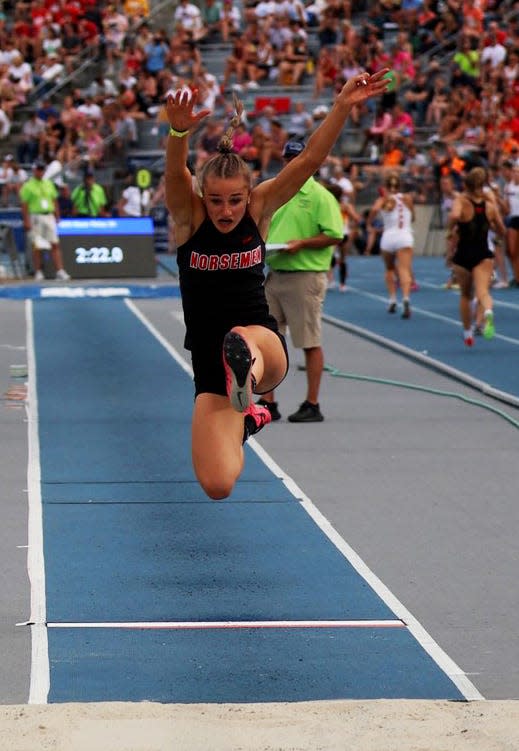 Freshman Adalyn Sporleder topped 17 feet to place fourth in the 2A girls long jump at the state co-ed track meet Thursday in Des Moines.