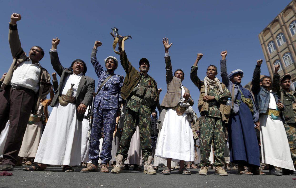 Yemenis call for the Saudi-led coalition's on rebel-held capital Sanaato be lifted: AFP/Getty