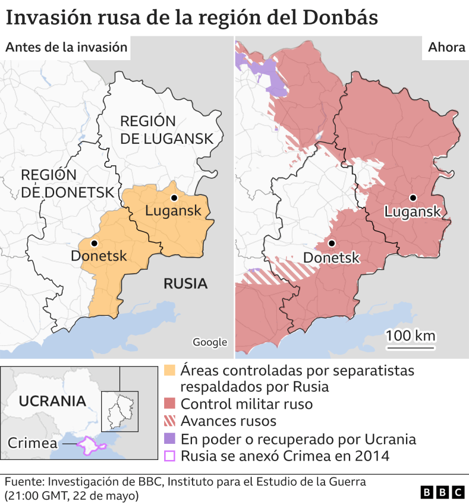 La evolución de la ofensiva del Donbás.