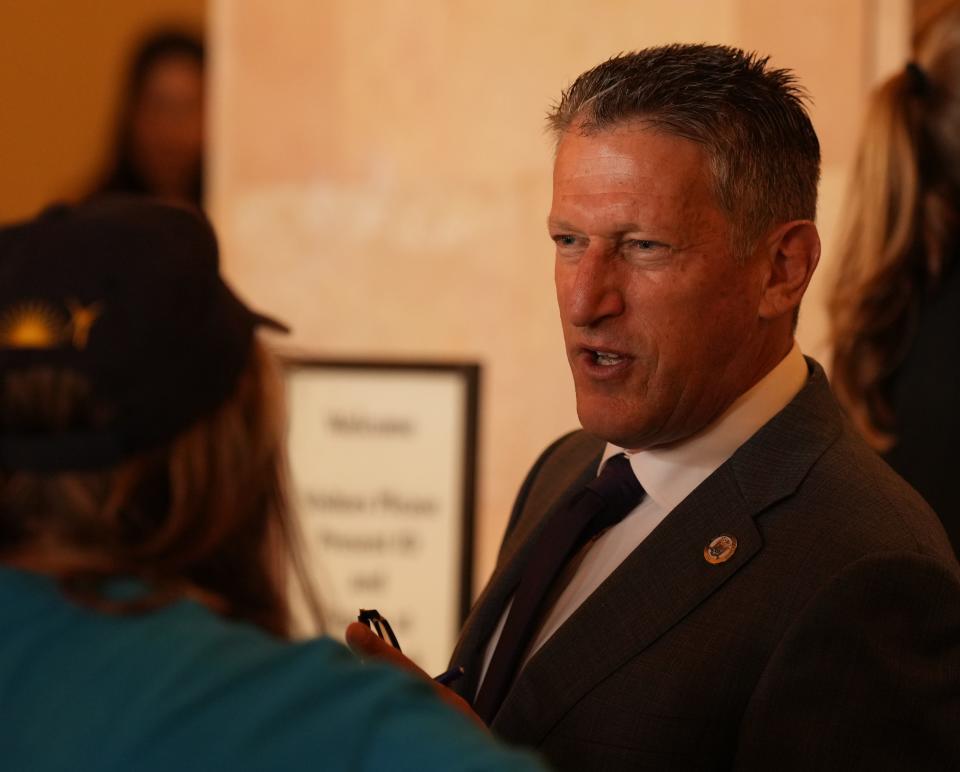 Trenton, NJ - June 20,2023 -- Senator Andrew Zwicker after a meeting of the Senate Budget and Appropriations Committee. The New Jersey Senate Budget and Judiciary Committees convened today at the statehouse in Trenton before the full senate convened to vote on bills as the state’s budget deadline approaches.