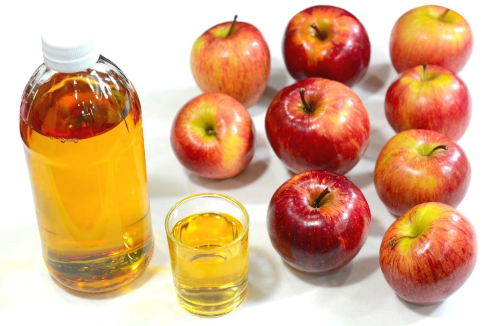 <p>“Some people put apple cider vinegar in water and sip it throughout the day, but I hate the taste of it so I put it in a shot glass and throw it back like I’m doing a shot of tequila,” says Amy Morosini, whose health tips are featured in <em><a href="https://order.hearstproducts.com/subscribe/hstproducts/239737" rel="nofollow noopener" target="_blank" data-ylk="slk:Secrets of the World’s Healthiest People;elm:context_link;itc:0;sec:content-canvas" class="link ">Secrets of the World’s Healthiest People</a></em>. “Instead of sucking on a lemon afterward, I bite into a sweet piece of fruit, like a strawberry or tangerine. It’s a healthy shot everyone should do!”</p><p><strong>Try Morosini's apple cider vinegar smoothie</strong>: Blend until smooth 1 cup ice, 1 cup baby spinach leaves, ¾ cup green grapes, ¾ cup pineapple chunks, 1 small apple, 1 small banana, ½ cup water, 1 tablespoon chia seeds, and 1 tablespoon apple cider vinegar. Serves 1. </p><p>Excerpted from <em>Secrets of the World's Healthiest People</em>. </p><p><a class="link " href="https://order.hearstproducts.com/subscribe/hstproducts/239737" rel="nofollow noopener" target="_blank" data-ylk="slk:Shop Now;elm:context_link;itc:0;sec:content-canvas">Shop Now</a></p>