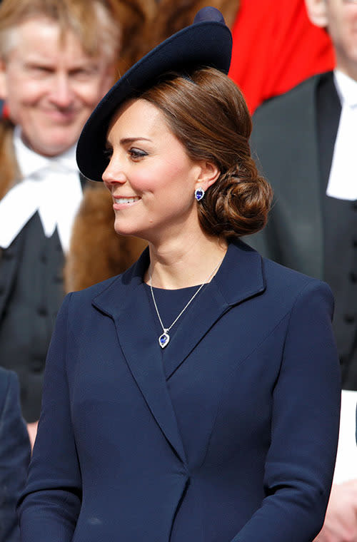 Looking for up 'do inspiration? Look no further than the elegant low bun Kate Middleton sported at a London service for troops returned from Afghanistan.