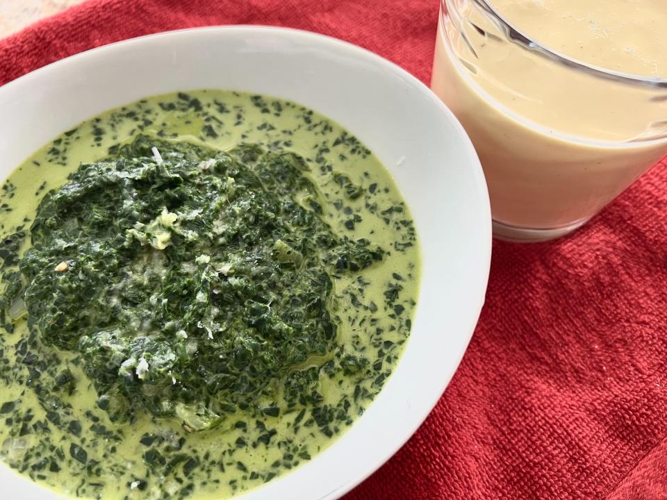 Blais' recipe channels Indian food vibes, yet retains the classic feel of creamed spinach. (Photo: Terri Peters)