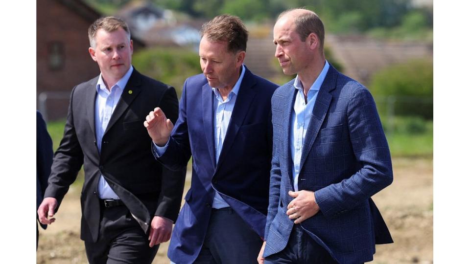 William with Alastair Martin (C) Secretary of Duchy of Cornwall, during a visit to a Duchy of Cornwall housing project in Newquay in May