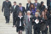 <p>Company: Hobby Lobby<br> Reason for boycott: CEO David Green, seen in the centre of the bottom row here, endorsed Trump<br> (Photo: Getty) </p>