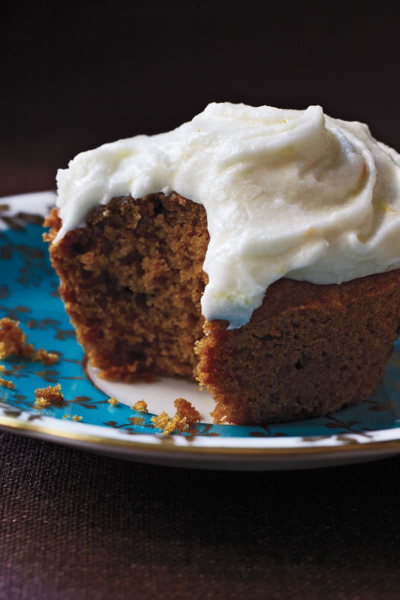 Pumpkin Spice Cupcakes with Orange Sour Cream Frosting